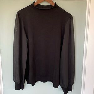 NWT Adrianna Papell Mock Neck Sweater with Sheer Sleeves